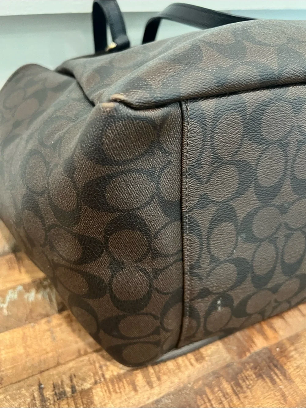 Signature Pattern Brown Diaper Tote Bag with Shoulder Strap